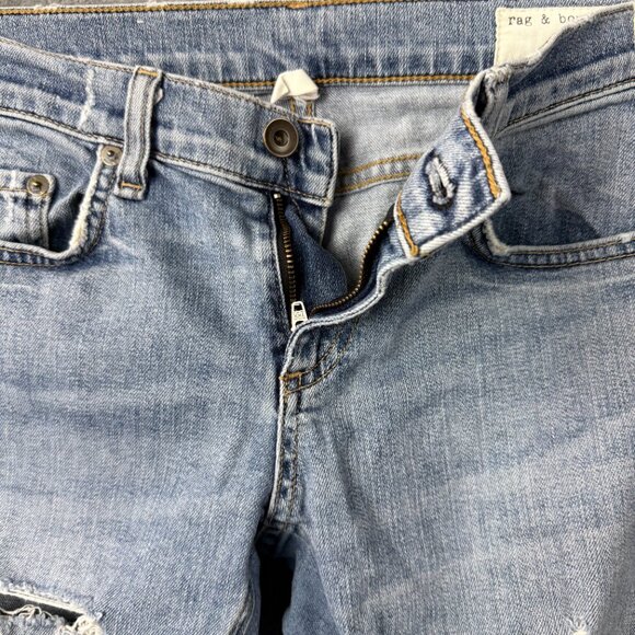 RAG & BONE “Dre” Light Wash Slim Boyfriend Women’s 26 Distressed Denim Thrashed - Picture 2 of 10